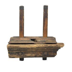 antique wood working tool plane g mills brass fittings stamped 8x9x4" READ